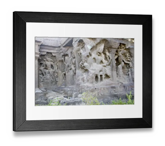 Framed Print : Boar incarnation of vishnu sculpture on kailash temple