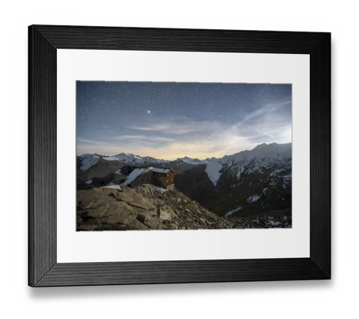 Framed Print : Mountain landscape under a starry sky Framed Print : Mountain landscape under a starry sky