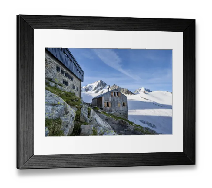 Framed Print : Old and new mountain hut Refuge Albert 1er