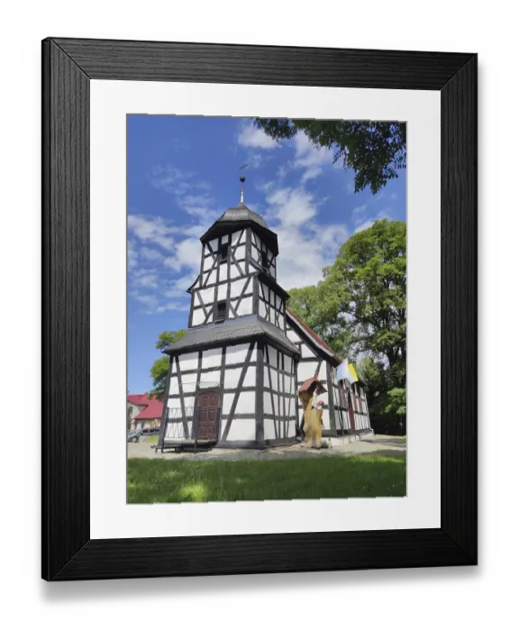 Framed Print : Historic half-timbered church in Pomerania
