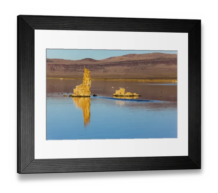Framed Print : Picturesque Mono lake. Birds on the lake