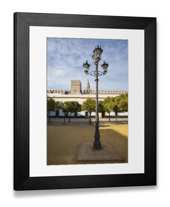 Framed Print : Seville cathedral Giralda tower from Alcazar of Sevilla Andalusia Spain
