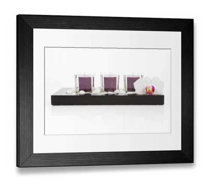 Framed Print : Zen still life with purple candles