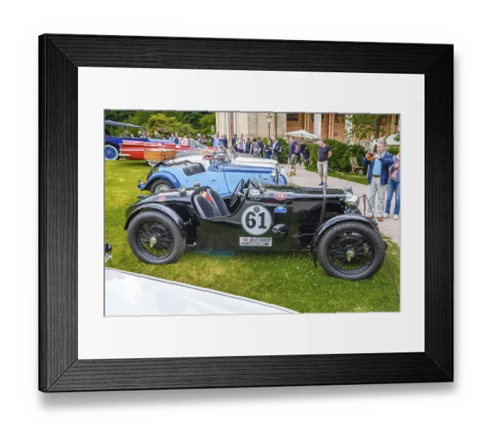 Framed Print : BADEN BADEN, Germany - JULY 2019: black MORRIS MG J-TYPE J4 MIDGET convertible roadster 1932 1934 Framed Print : BADEN BADEN, Germany - JULY 2019: black MORRIS MG J-TYPE J4 MIDGET convertible roadster 1932 1934