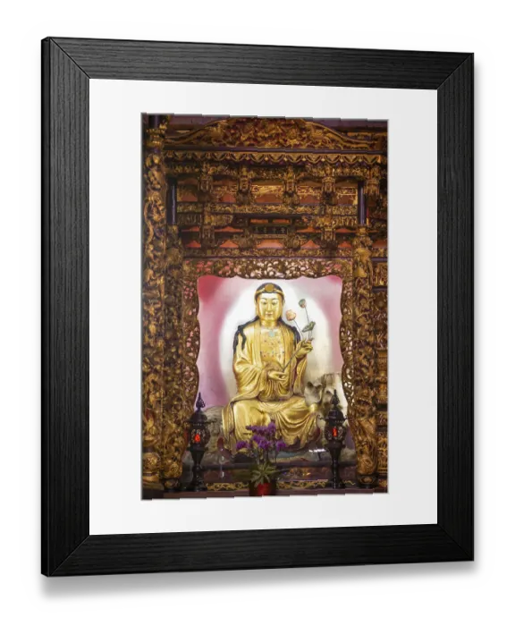 Framed Print : Taipei / Taiwan-25.03.2018:The lights in Baoan Temple in Taipei