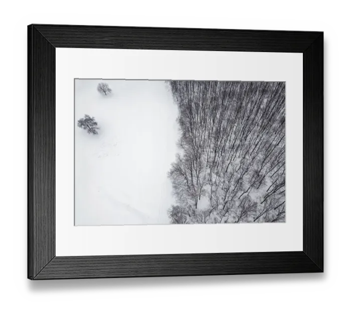 Framed Print : Winter forest from above. Aerial view forest and snow Framed Print : Winter forest from above. Aerial view forest and snow