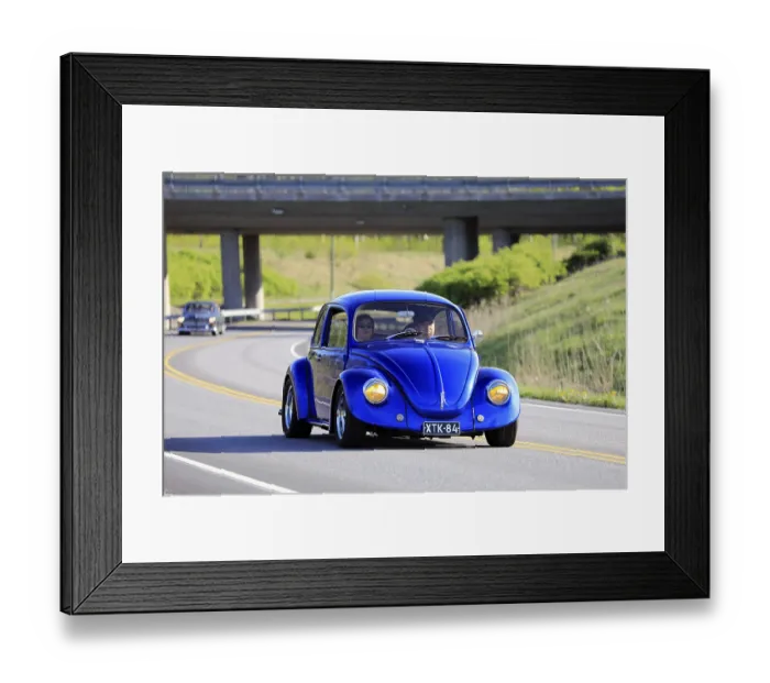 Framed Print : Salo, Finland. May 18, 2019. Classic royal blue 1970s Volkswagen Beetle Framed Print : Salo, Finland. May 18, 2019. Classic royal blue 1970s Volkswagen Beetle