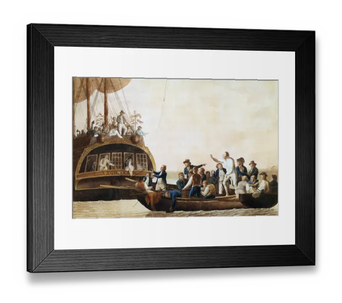 Framed Print : The Mutiny on the Bounty was a mutiny aboard the Royal Navy ship HMS Bounty on 28 April 1789