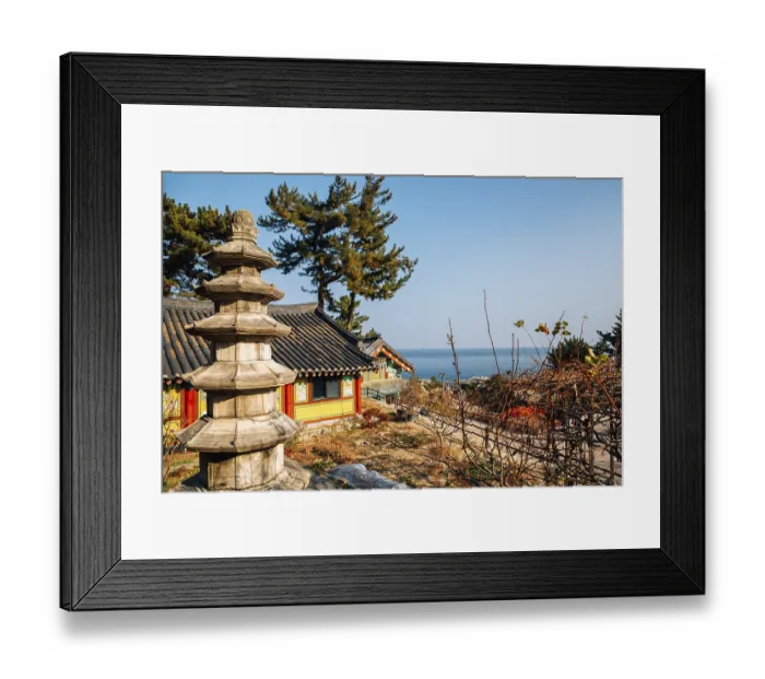 Framed Print : Huhuam temple with sea in Yangyang, Korea