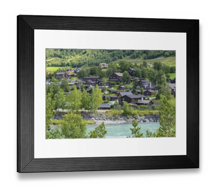Framed Print : The town of Lom in central Norway is a popular travel destination