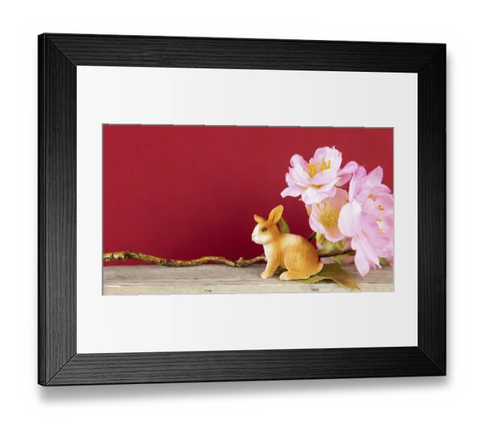 Framed Print : An image of an Easter decoration rabbit and cherry blossoms Framed Print : An image of an Easter decoration rabbit and cherry blossoms