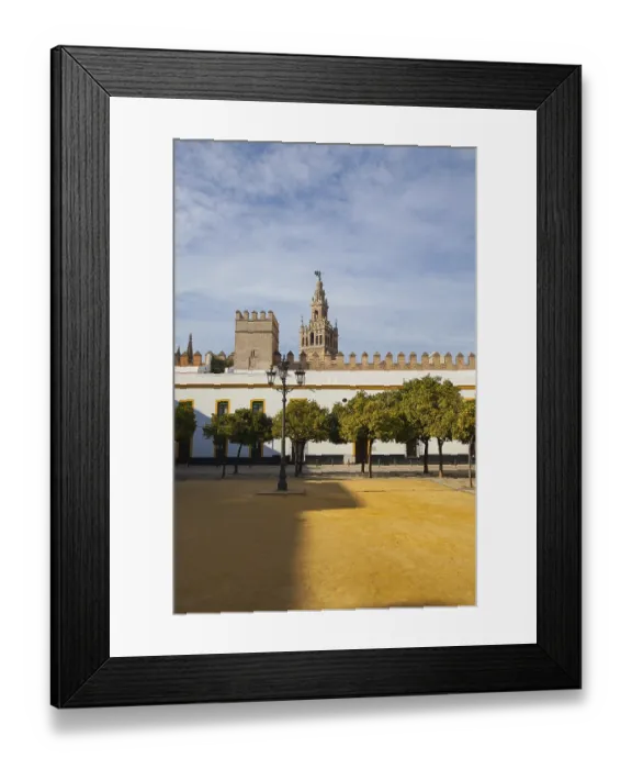 Framed Print : Seville cathedral Giralda tower from Alcazar of Sevilla Andalusia Spain Framed Print : Seville cathedral Giralda tower from Alcazar of Sevilla Andalusia Spain