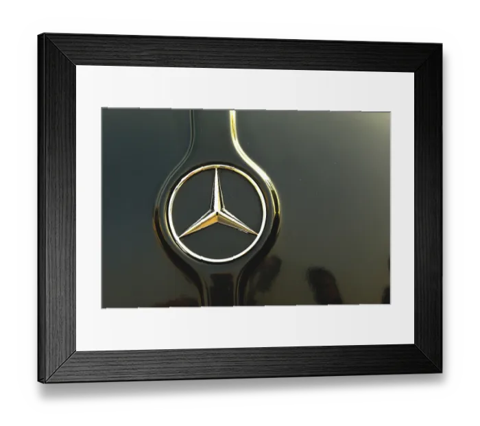 Framed Print : Vintage german car, mercedes benz logo, India