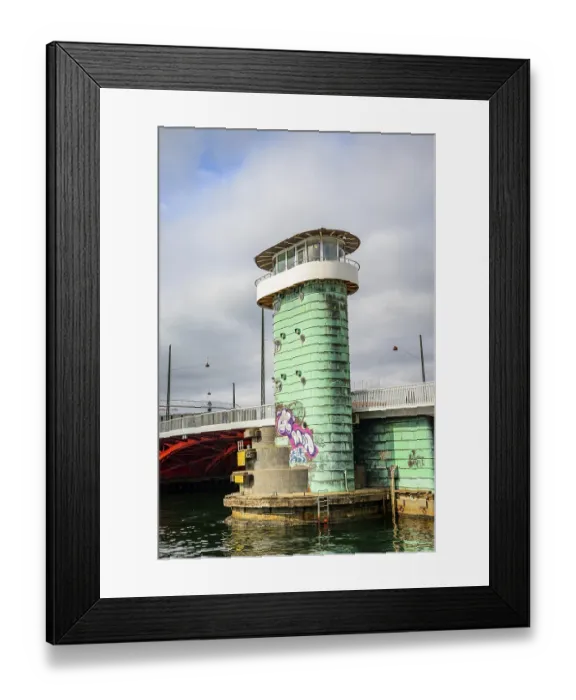Framed Print : Long Bridge, Langebro, bascule bridge over the Inderhavnen