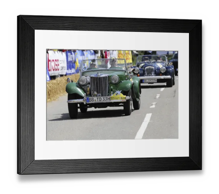 Framed Print : A green MG vintage car at a road race Framed Print : A green MG vintage car at a road race
