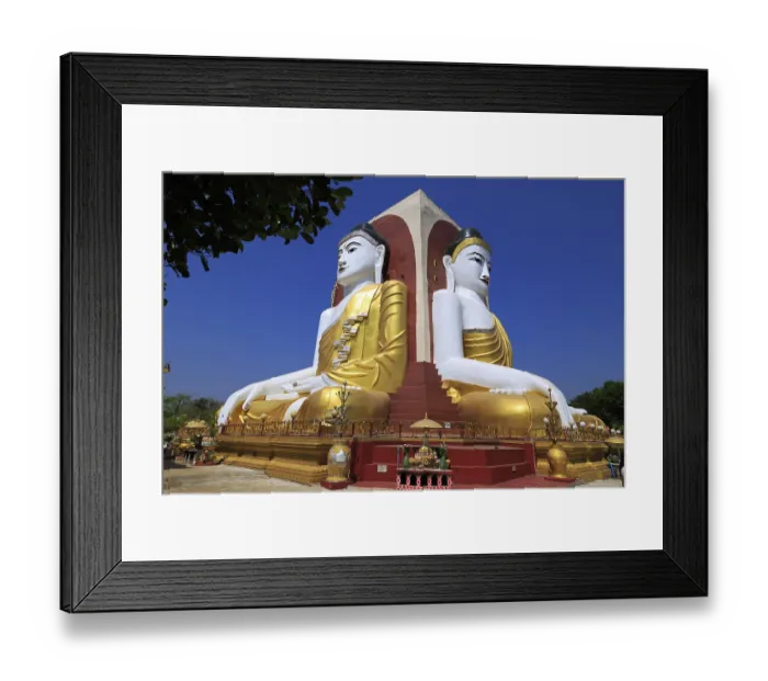 Framed Print : Seated Buddha statues at the Kyaik Pun Pagoda in Bago Framed Print : Seated Buddha statues at the Kyaik Pun Pagoda in Bago