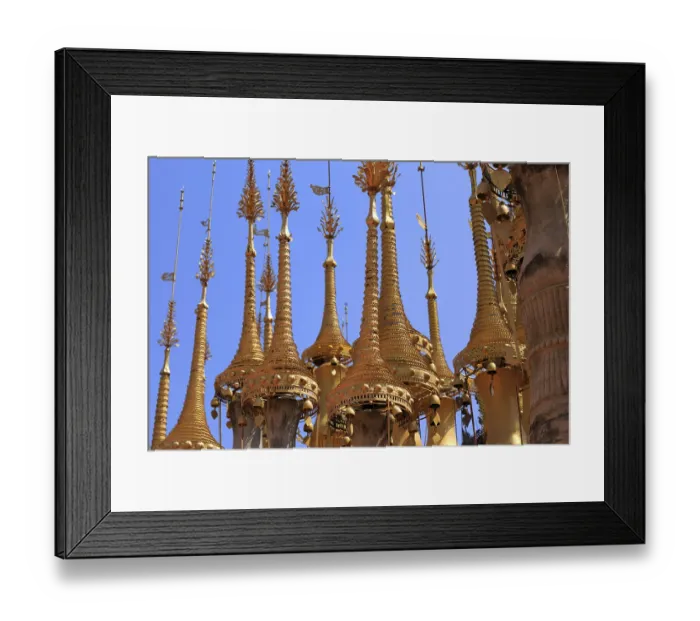 Framed Print : Some of the 1054 pagodas of the In-Dein Pagoda Forest on Inle Lake