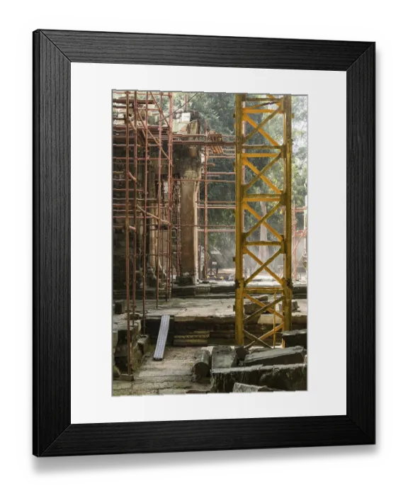 Framed Print : Archaeological site and renovation in Ta Prohm Temple