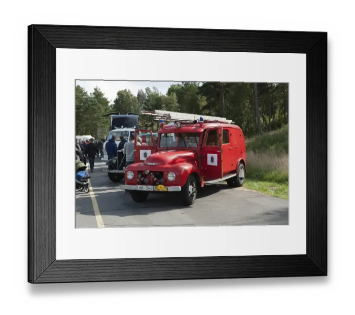 Framed Print : Gothenburg, Sweden, August 29 2009: Vintage Volvo L341 fire truck on display