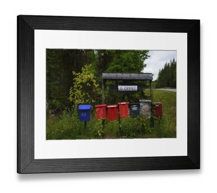 Framed Print : Mailboxes, near Wilhelmina, Lapland, Sweden2