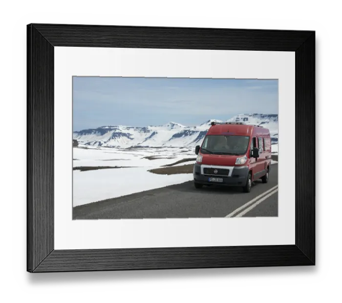 Framed Print : Motorhome, Road 93 between Seydisfjordur and Egilsstadir