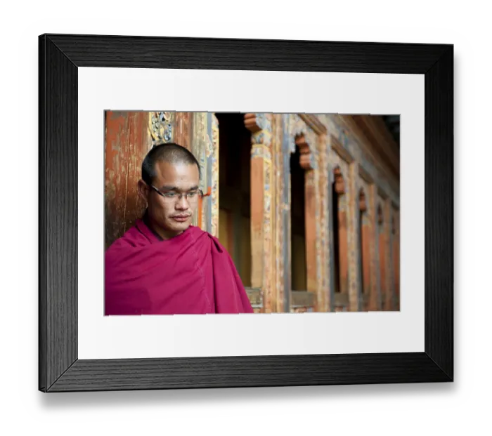 Framed Print : Tibetan Buddhism, monk in a red robe