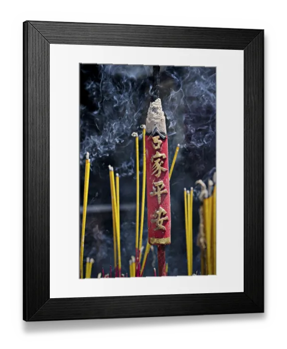 Framed Print : Smoking incense in the temple Chua Thien Hau Pagoda