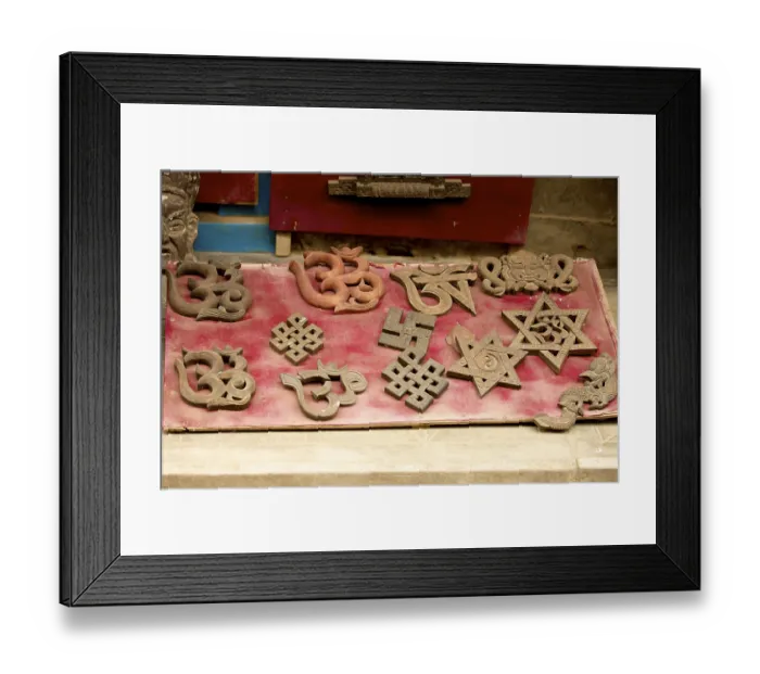 Framed Print : Hindu and Buddhist symbols, including the swastika