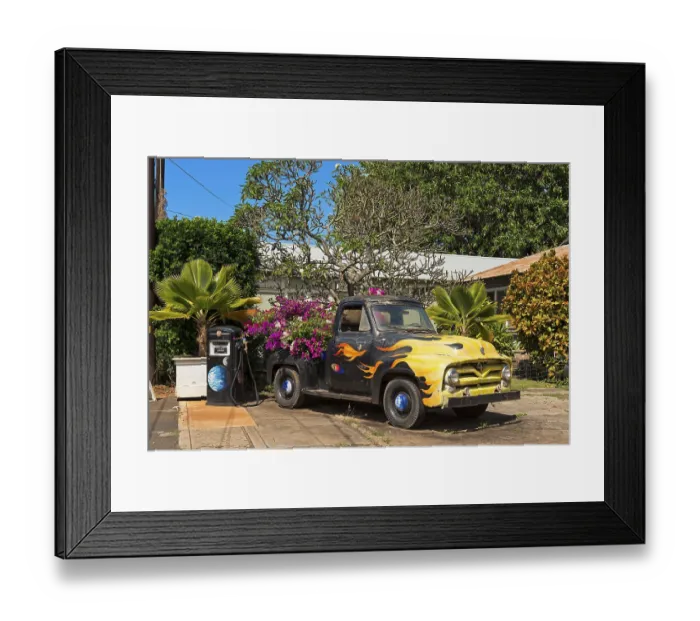 Framed Print : Vintage car decorated with flowers
