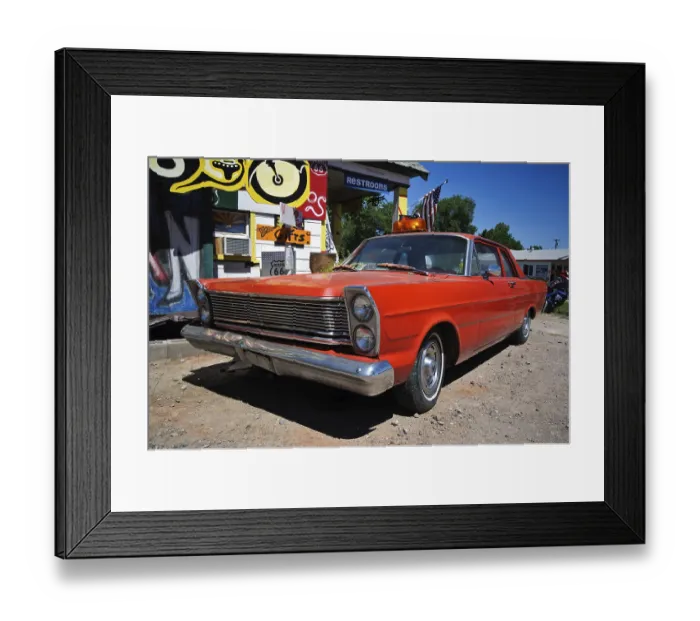Framed Print : Vintage car on the side of the old Route 66 Framed Print : Vintage car on the side of the old Route 66