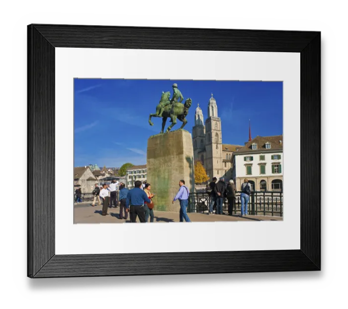 Framed Print : Grossmuenster, Muensterbruecke bridge Framed Print : Grossmuenster, Muensterbruecke bridge