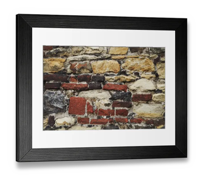 Framed Print : Background of stone and brick wall texture