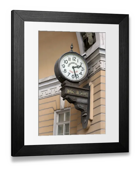 Framed Print : The clock on the wall at the Palace Square in St Framed Print : The clock on the wall at the Palace Square in St