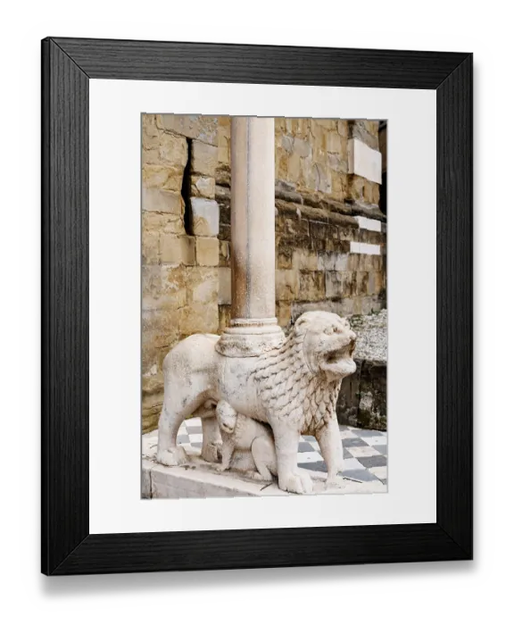 Framed Print : South portal of the white lions of the Basilica of Santa Maria Maggiore