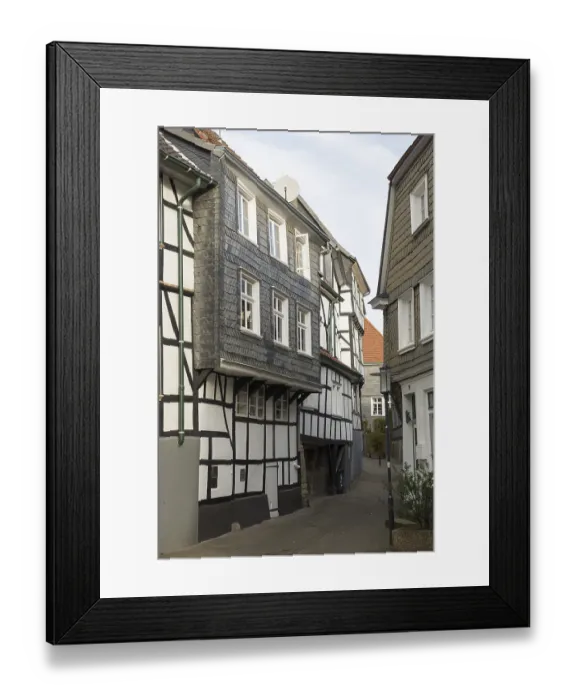 Framed Print : Half-timbered houses on KirchstraBe in Hattingen Framed Print : Half-timbered houses on KirchstraBe in Hattingen
