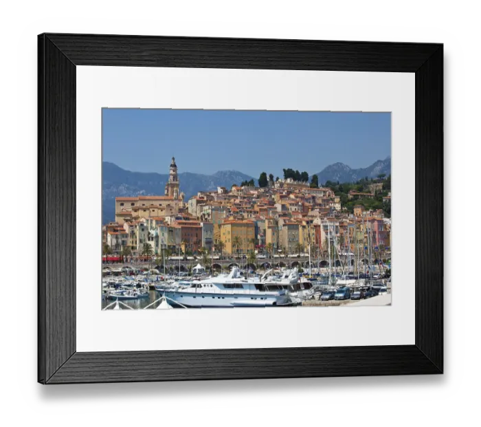 Framed Print : View of Menton town, France. horizontal shot Framed Print : View of Menton town, France. horizontal shot