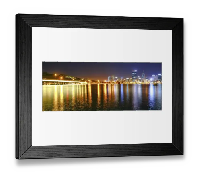 Framed Print : Panorama of Narrows Bridge and Perth Skyline illuminated at night Framed Print : Panorama of Narrows Bridge and Perth Skyline illuminated at night
