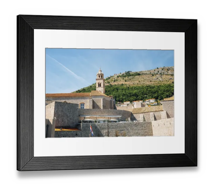 Framed Print : Dubrovnik old town medieval city walls in Croatia