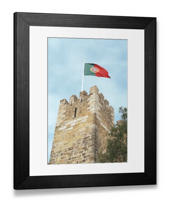 Framed Print : Castle of St. George with Portugal flag in Lisbon