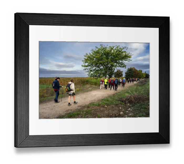Framed Print : Pilgrims walking on the Camino de Santiago Framed Print : Pilgrims walking on the Camino de Santiago
