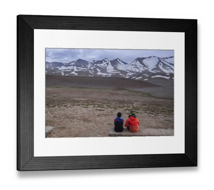 Framed Print : Two children observing the top of Ighil M'Goun Framed Print : Two children observing the top of Ighil M'Goun