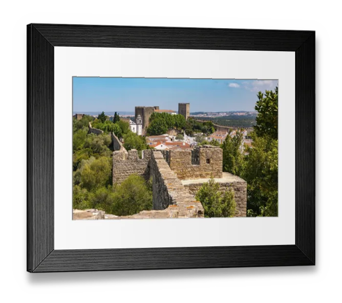 Framed Print : The castle fortress of Obidos with the historic old town