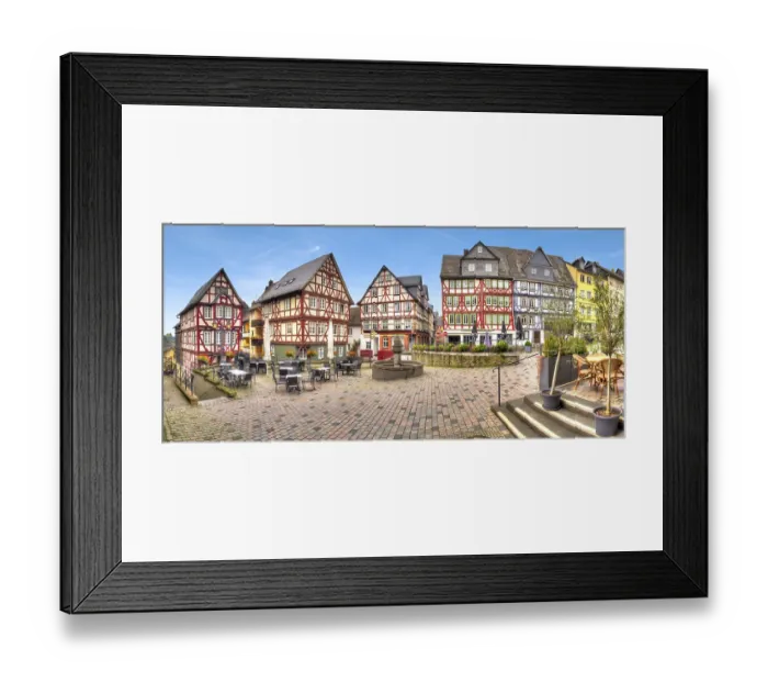 Framed Print : Ensemble of half-timbered houses