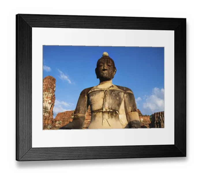 Framed Print : Orange colored buddha statue in temple Wat Nok during sunset in Ayutthaya Framed Print : Orange colored buddha statue in temple Wat Nok during sunset in Ayutthaya