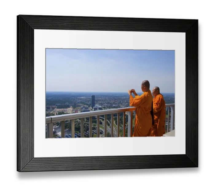 Framed Print : Buddhist monks on Olympic Tower