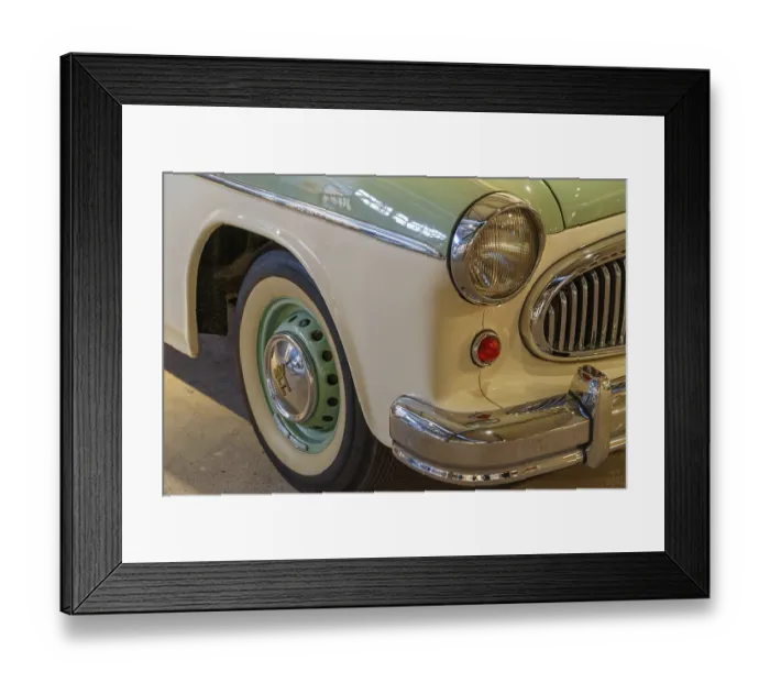 Framed Print : Front of a classic car with two-tone paintwork and chrome details Framed Print : Front of a classic car with two-tone paintwork and chrome details