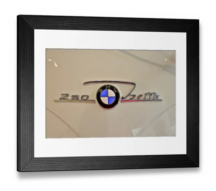 Framed Print : BMW Isetta logo on cream-coloured sheet metal Framed Print : BMW Isetta logo on cream-coloured sheet metal