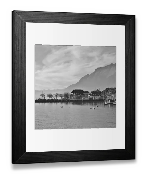 Framed Print : Scene in Brienz, lake Brienz and mountains