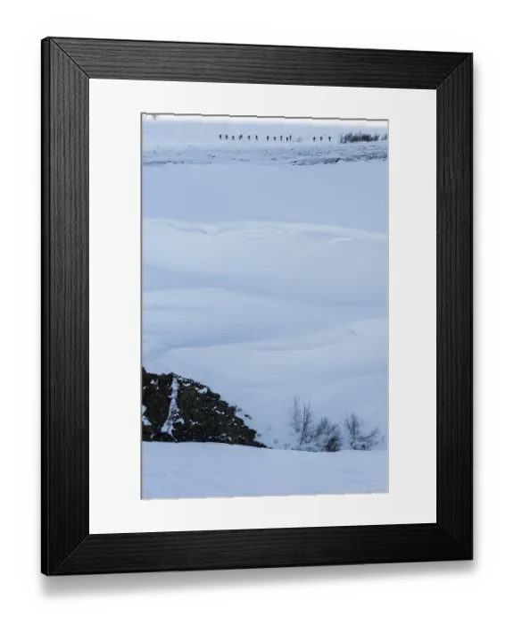 Framed Print : A group of skiers in the Stuor Reaiddavaggi valley