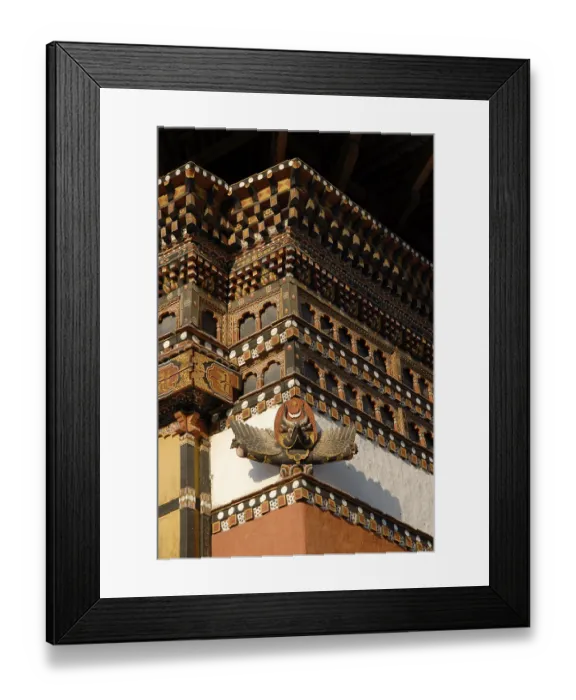 Framed Print : Carvings at the Dzong, Thimphu, Bhutan